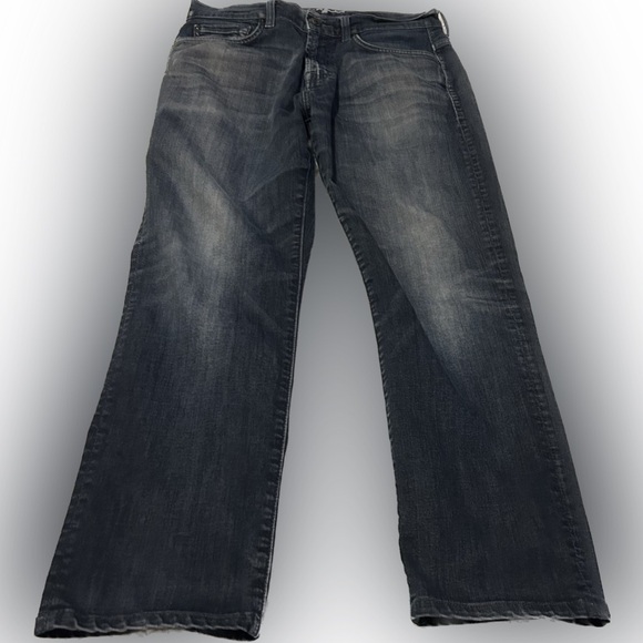 7 For All Mankind Dark Wash Blue Straight Leg Jeans 30”x27” - Picture 1 of 8